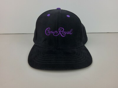 Vintage Crown Royal & Cola Canadian Whiskey Hat Cap Black Purple Buckle Back NEW