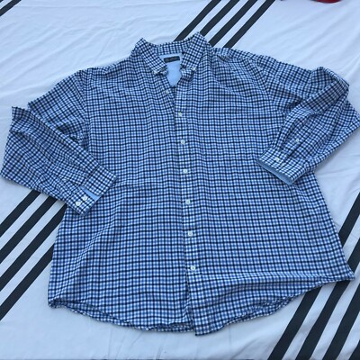 ARROW Shirt Mens 2XL Long Sleeve MEN'S BUTTON DOWN XXL 2XLT CHECKERED WHITE BLUE