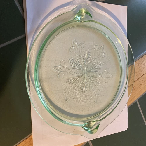 vintage green depression glass plate/lid?