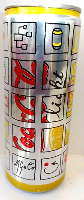 COCA COLA® CANETTE VIDE MAIS FERME DONC PERCEE 25CL LIGHT LENON 2004 - Photo 1/4