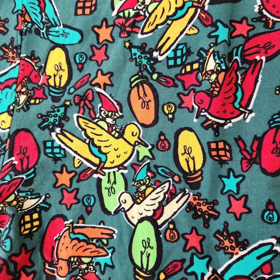 Lularoe TC2 Leggings Altos Curvilíneos Rojo Sólido Verde Palomas Navidad Vacaciones L2 Foto 2 de 4