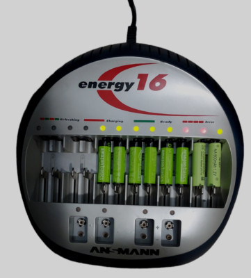 ANSMANN Energy 16 Plus Professional Battery Charger for AAA, AA, C, D, 9V w/USB