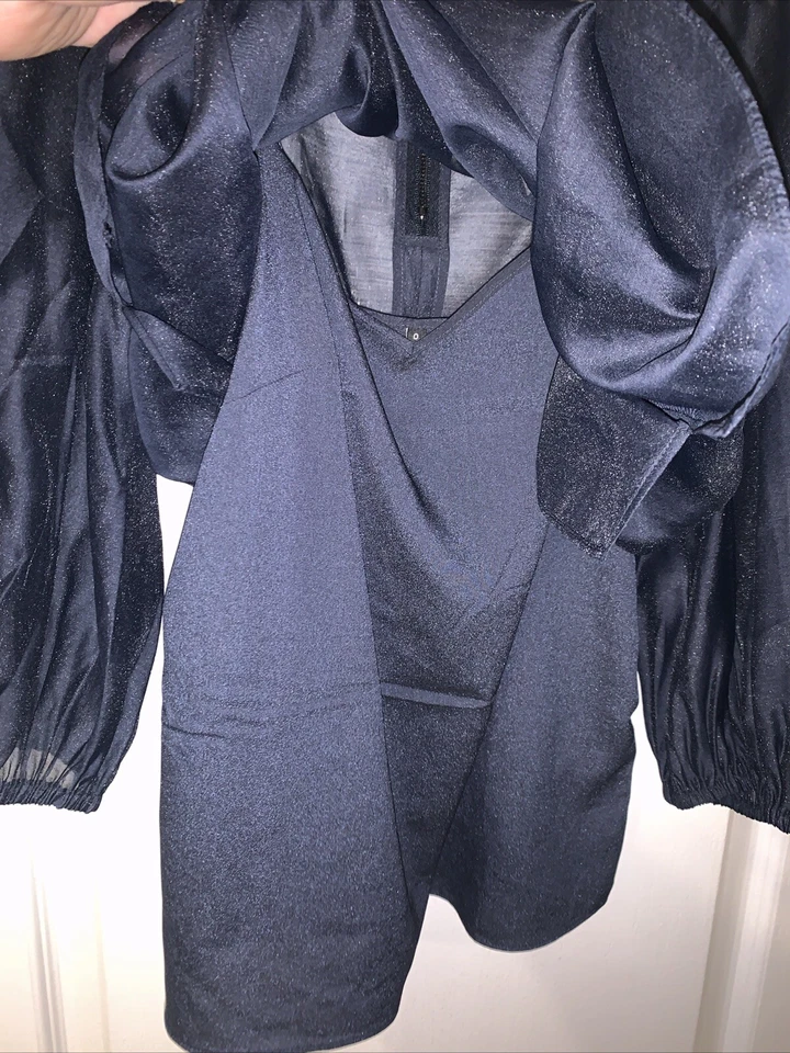 BNWT LADIES TED BAKER FRIAS SHEER ORGANZA TOP BALLOON SLEEV. SZ 0,UK 6 RRP £135 - Image 4 of 4
