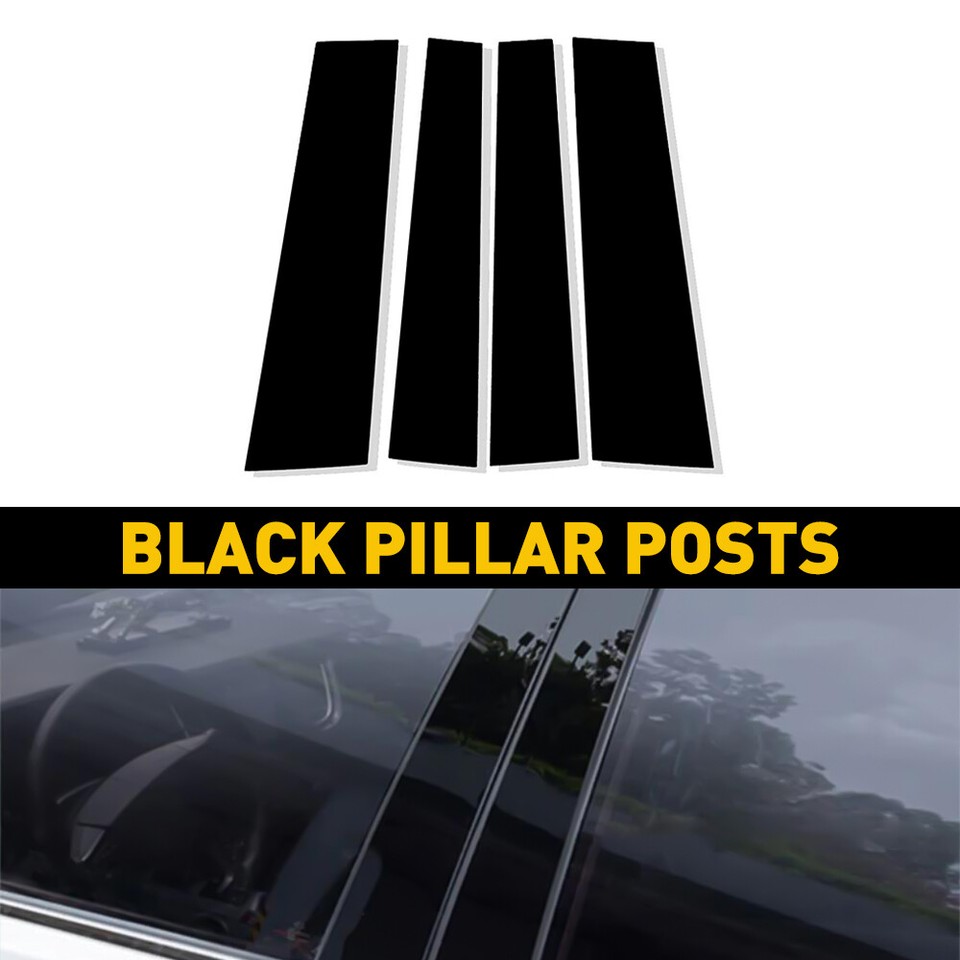 4-Piece Gloss Black Pillar Post Covers For 2007-2021 Toyota Tundra - Door Trim Window Decals, Easy Install