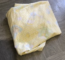 Vintage Infant Baby Crib Fitted Sheet Fabric Toys Yellow White Check