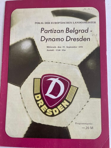 Fußballprogramm, EC Landesmeister, 1978/79, Dynamo Dresden - Partizan Belgrad