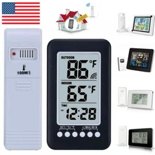 Digital Thermometer Clock LCD Temperature Wireless Transmitter Indoor/Outdoor