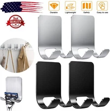 4× Bathroom Hook Towel Hanger Self Adhesive Stainless Steel Kitchen Holder USA