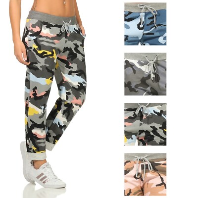 Camouflage Jogging Hose Damen Kordelzug Sweathose bunte Jogger Umschlag GR 36-44