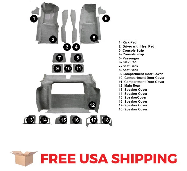 ACC FITS 1978 Chevrolet Corvette Complete without Door Panels Cutpile Carpet - Image 4 of 4
