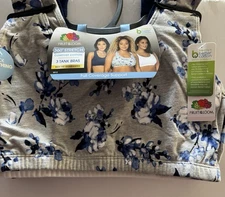 Fruit of the Loom Women's Tank Style Cotton Sports Bra, 3-Pack 360 Stretch SZ 42