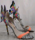 Sophia Webster Chiara Neon Pastel Multicolor Butterfly Stiletto Sandal Size 38