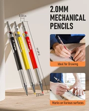 16 Pack Mechanical Carpenter Pencil Set with 42 Refill & Carbide Scribe Tool,...