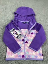 Lands' End Girls Toddler Hooded Jacket Full Zip  Multicolor Hearts Purple 3T NWT
