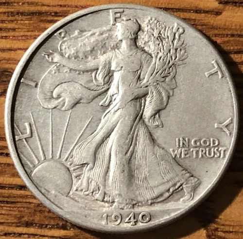 1940 P Walking Liberty Silver Half Dollar-Very Fine Quality Coin - FREE SHIPPING