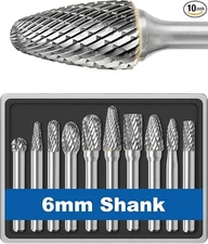 10 PCS 1/4 Carbide Burr Set 1/4 Shank Die Grinder Bits Drill Bits Grinding Bits.