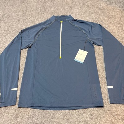 NEW GoLite Sweatshirt Mens Medium Blue Half Zip Mock Neck Reclipse Tidal