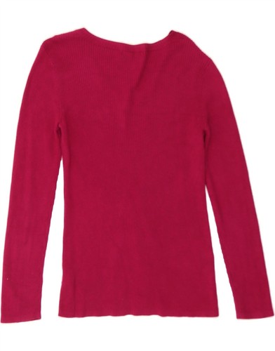 DKNY Womens V-Neck Jumper Sweater UK 14 Large Pink Cotton CT61 - Picture 2 of 3