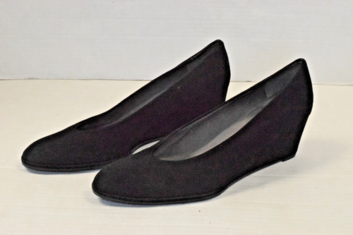 Vintage Wedge Heel Shoes Size 8 Stuart Weitzman 90s Black Velvet Made Spain - Picture 2 of 7