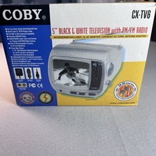 NOS Coby CX-TV6 5 Black White CRT TV AM/FM Radio Open Box Unused