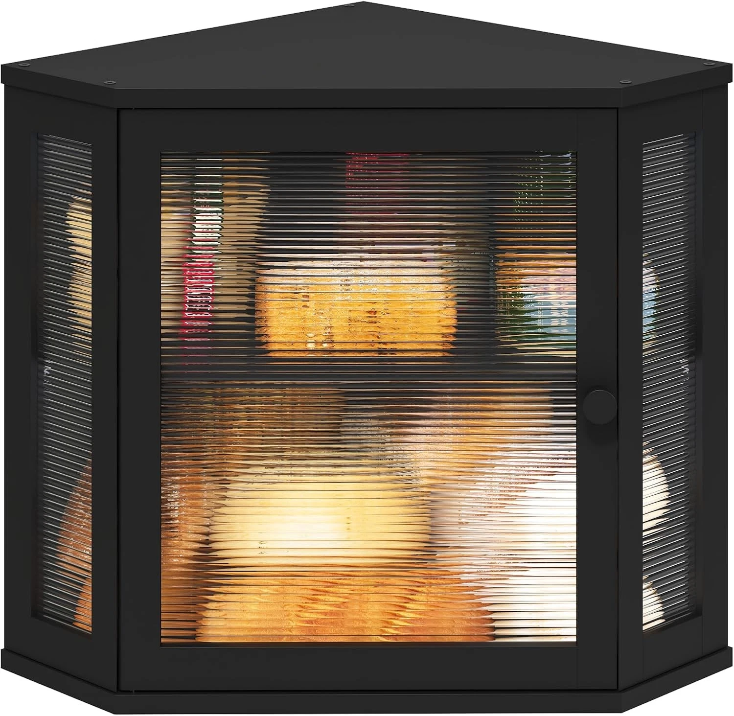 Corner Bread Box Kitchen Counter Bamboo Wood Black Bread Box Large Capacity