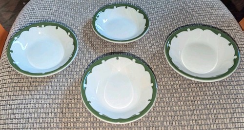 Vintage Wellsville China COSMOPOLITAN 4 3/4" Obst/Dessert Schalen weiß grün Schnörkel - Bild 5 von 5