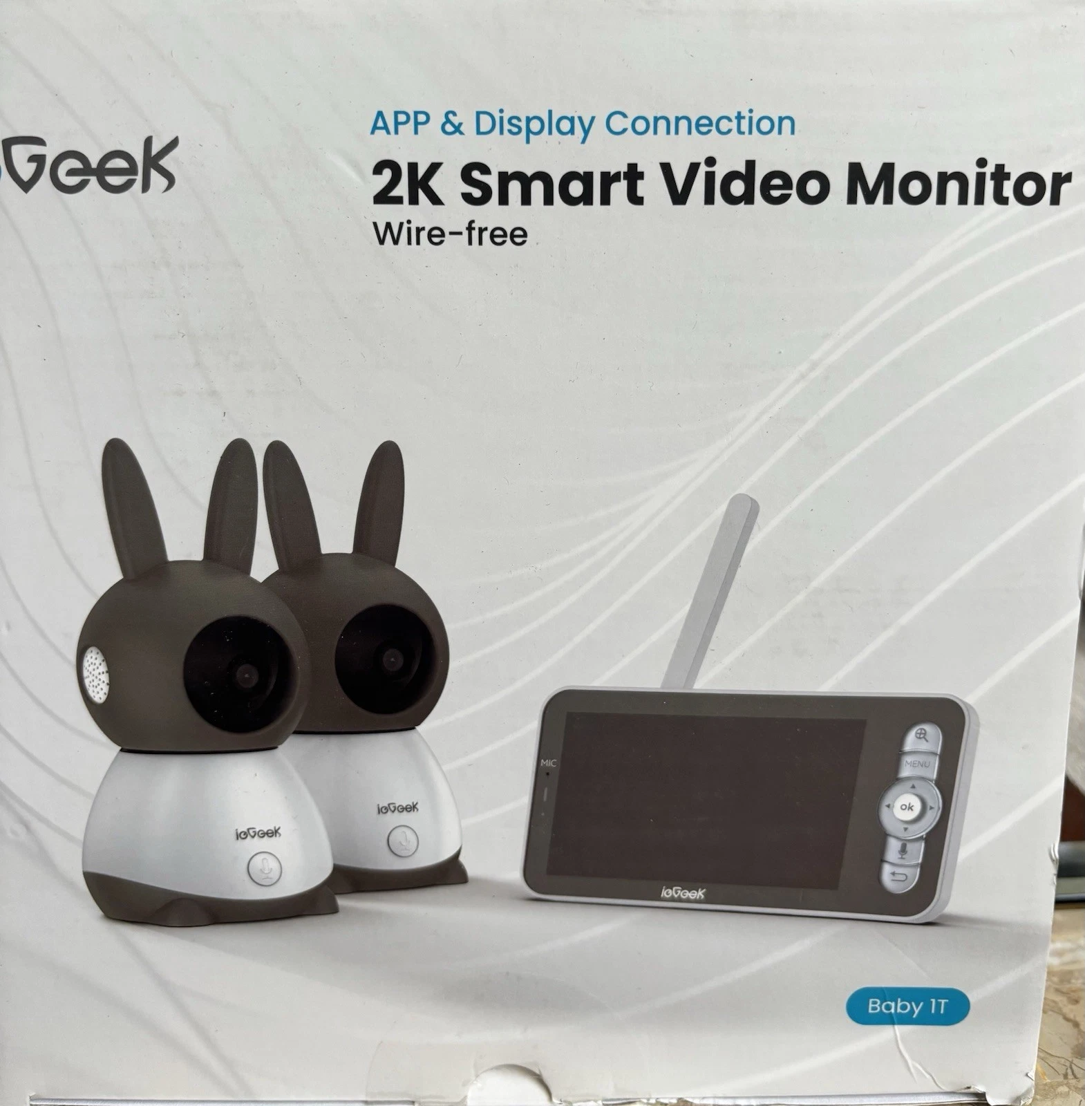 ieGeek 2K Split-Screen Baby Monitor with 2 Cameras 5”Display & WiFi App Open Box