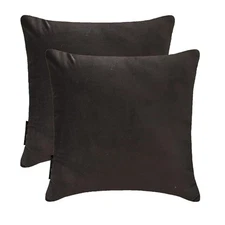 Dark Brown Velvet Throw Pillow Covers, 16"x16" (Pack of 2)-Dark Brown Velvet