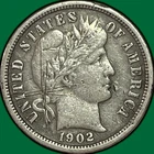 1902-O Barber Dime Extremely Fine XF Coin, Scratched #44357