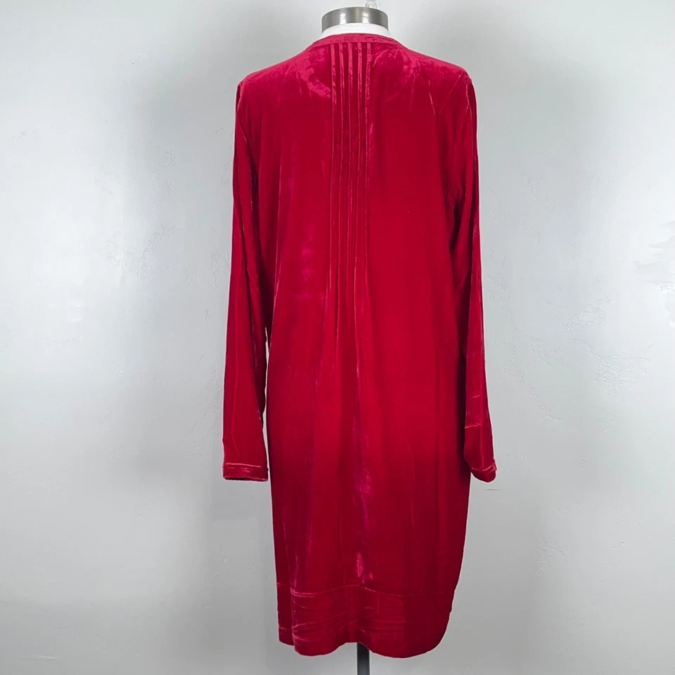 Vestido Catálogo Sundance Mujer M Terciopelo Encantamiento Vacaciones Plisado Mezcla Seda Foto 2 de 4