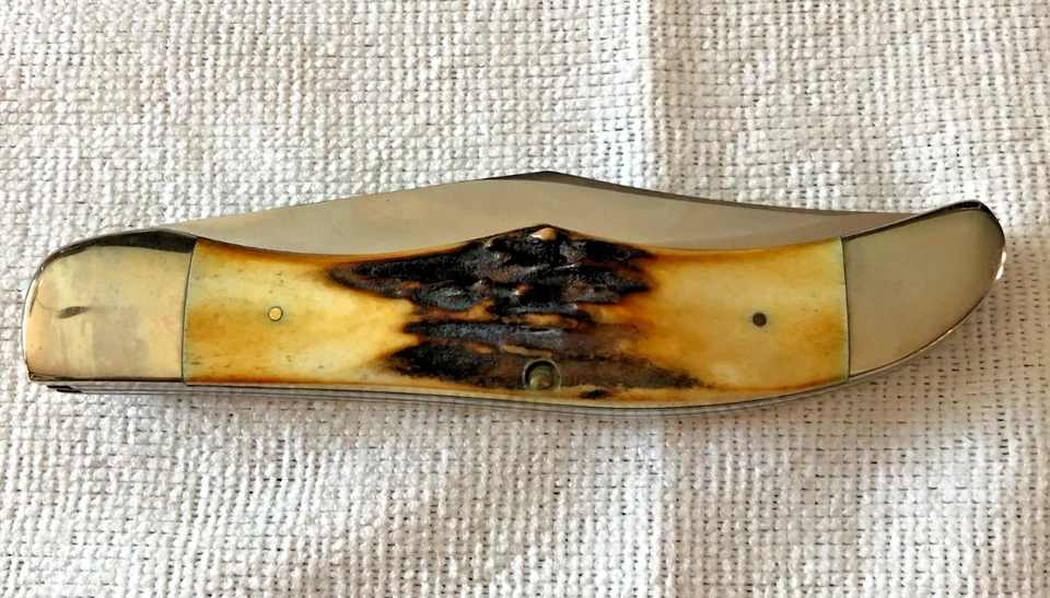 Case Blue Scroll Stag Knife 5265 SAB SSP 3-Dot 1977 Folding Hunter - Image 3 of 4