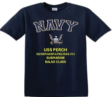 USS PERCH  SS/SSP/ASSP/APSS-313* SUBMARINE*EAGLE SHIRT*NAVY OFFICIALLY LICENSED
