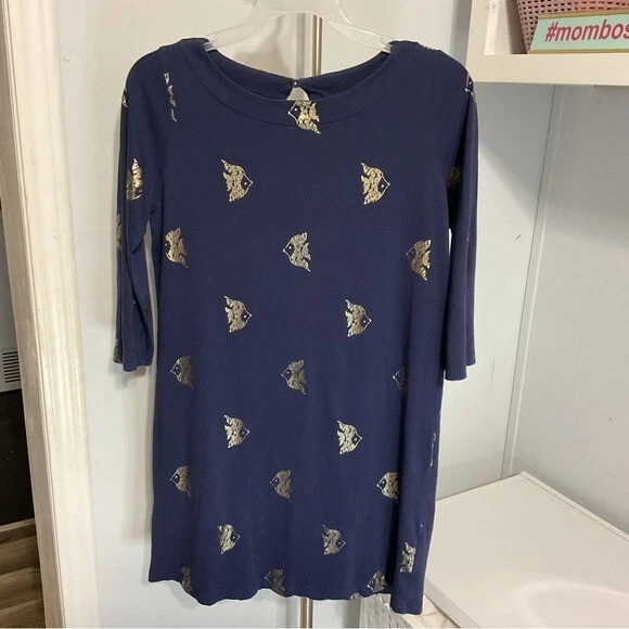 Vestido Lilly Pulitzer Pez Azul Marino Dorado Talla XL Foto 2 de 4
