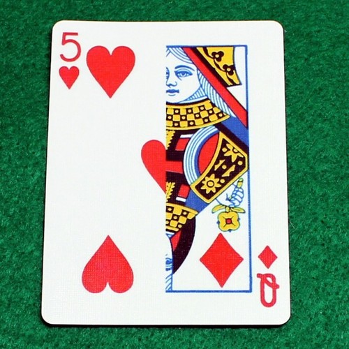 5 of Hearts, Queen of Diamonds Blue Bicycle Gaff Playing Card Custom Printed