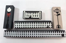 Cat's Meow Village Accessory White Picket Fence Street Light Market ST Sign 5 Pc