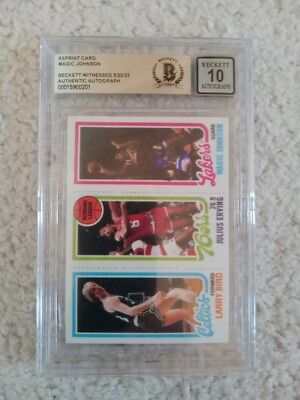 1980 Larry Bird Magic Johnson RC Julius Erving GEM MINT AUTO