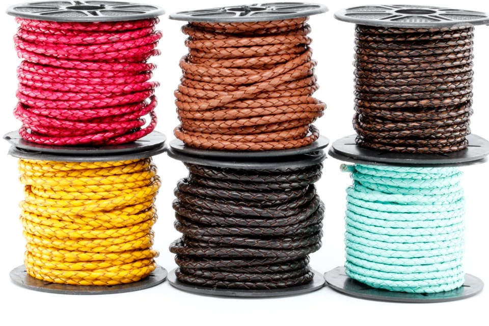 10 метров 3 мм 1/8 дюйма круглый плетеный боло шнур из натуральной кожи для рукоделия ювелирных дворов - Изображение 2 из 2
