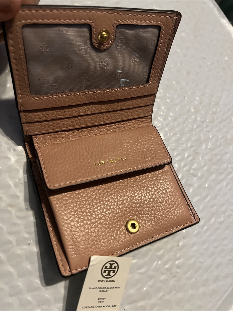 Tory Burch Blake Color-Block Mini Wallet Cortado/ Pink Moon
