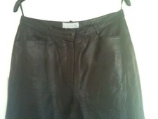 Pantalon cuir marron foncé femme taille 10 collection Laura Clement