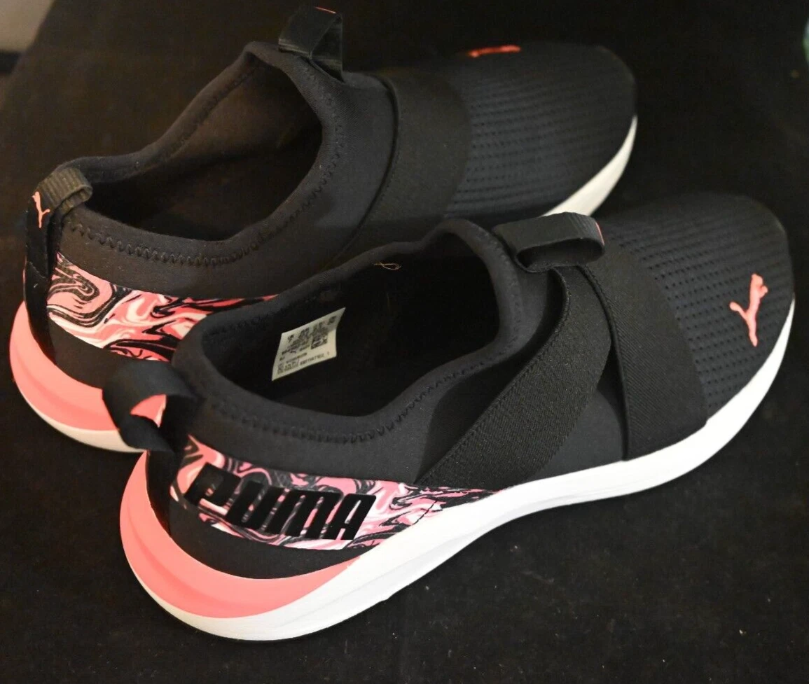 Puma 194982 02 Womens Prowl Slip On Graphic Sneakers Shoes 9.5 BLACK