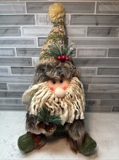 Gerson International Plush Sitting Bearded Gnome/Santa in Plaid Outfit NEW 