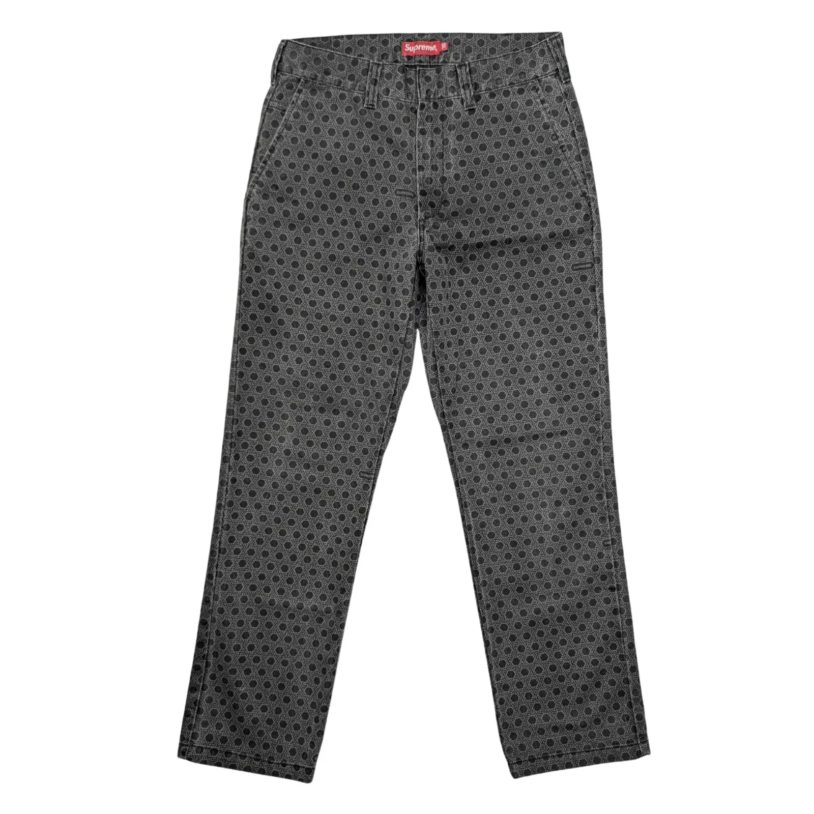 Pantalon de travail Supreme monogramme homme taille 32x30 gris imprimé géométrique