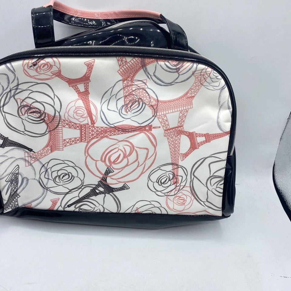 Estuche de Transporte de Maquillaje Lancome Floral Torre Eiffel París Doble Cremallera Alrededor del Mango Foto 3 de 4