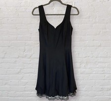 Vintage Donna Ricco Little Black Dress LBD Sleeveless With Lace Trim Party Dress