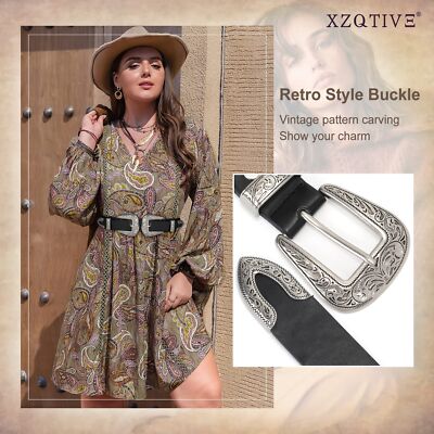 XZQTIVE Women Leather Belt Ladies Vintage Western Belt Retro 