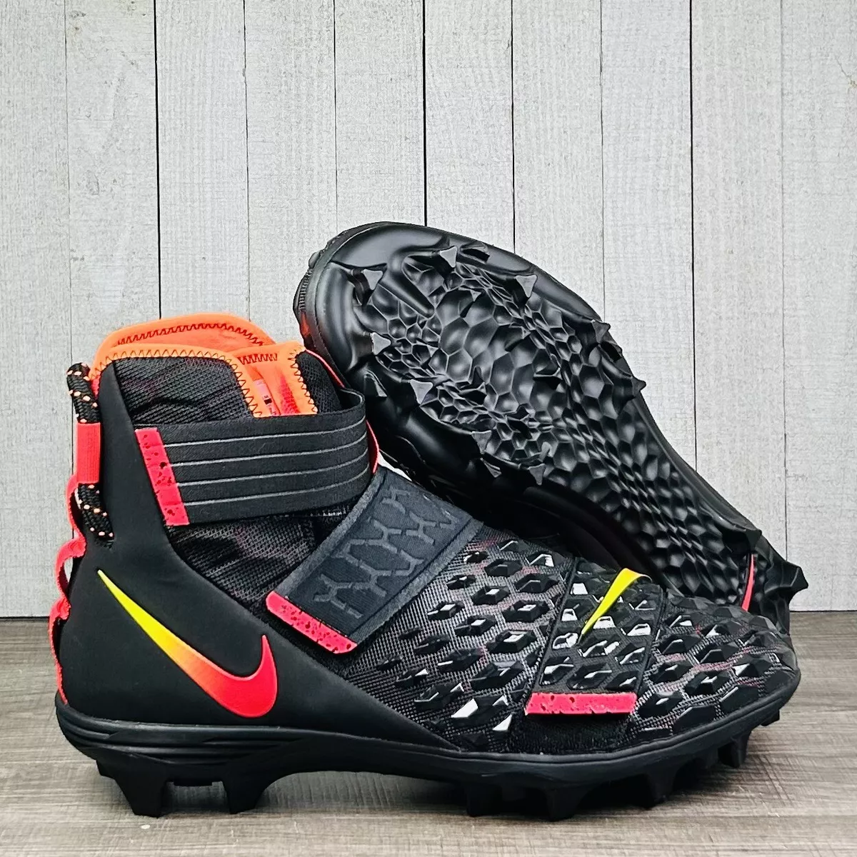 Nike Force Savage Elite 2 Black Lava Lineman Football Cleats AH3999 002 Size 14