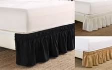luxury 1 Bedding Bed Dressing Easy Fit Solid Skirt 14" inch Drop with ruffles