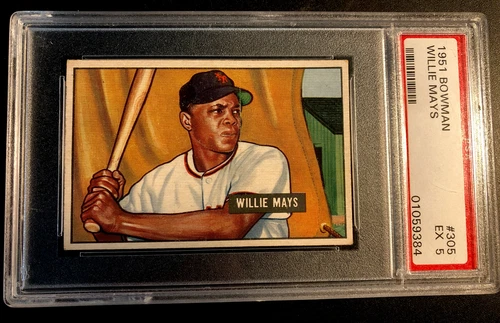 1951 Bowman Willie Mays RC #305 PSA 5 EX Giants HOF. Beautiful Centering!