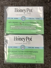 2 New The Honey Pot Company Organic Cotton Everyday Herbal Pantiliners 30 Each