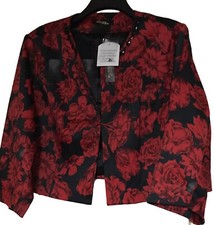Changes By Together Black And Red Floral Jacket Black Gemstones Uk Size 26 Bnwt